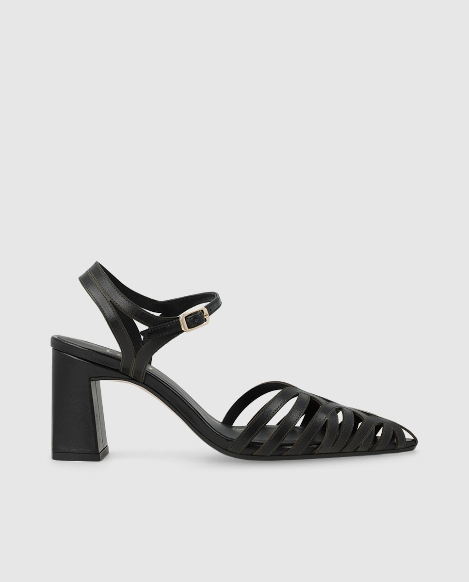 Sandalias de mujer en piel tipo cangrejera - Lodi - Negro Negro-1