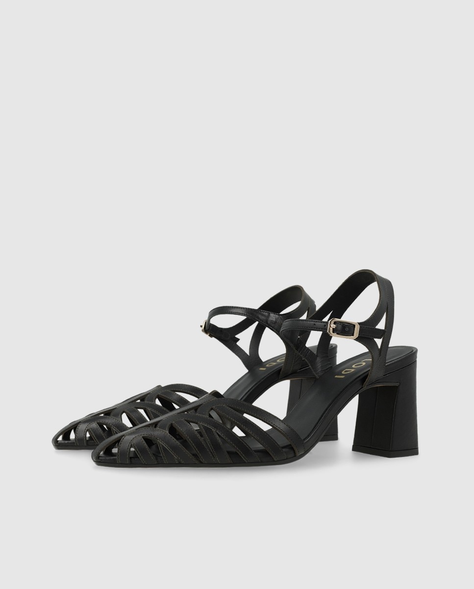 Sandalias de mujer en piel tipo cangrejera - Lodi - Negro Negro-3
