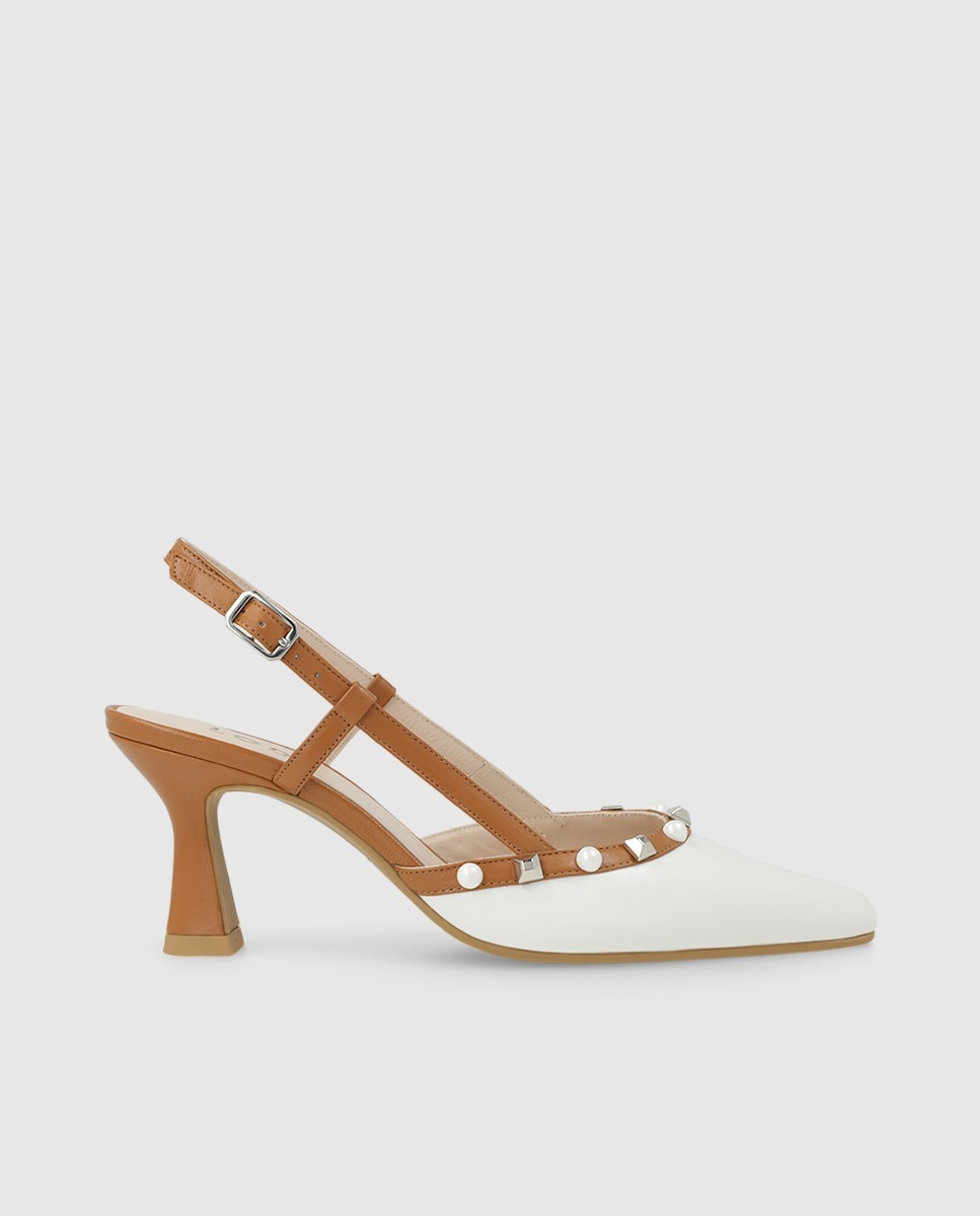 Zapatos de salón destalonados de mujer en piel con tachas - Lodi - Marrón Marrón-1