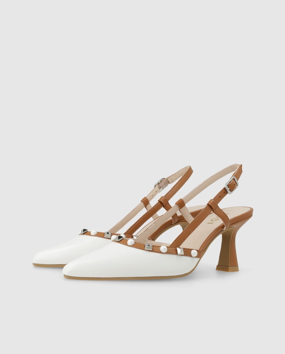 Zapatos de salón destalonados de mujer en piel con tachas - Lodi - Marrón Marrón-3