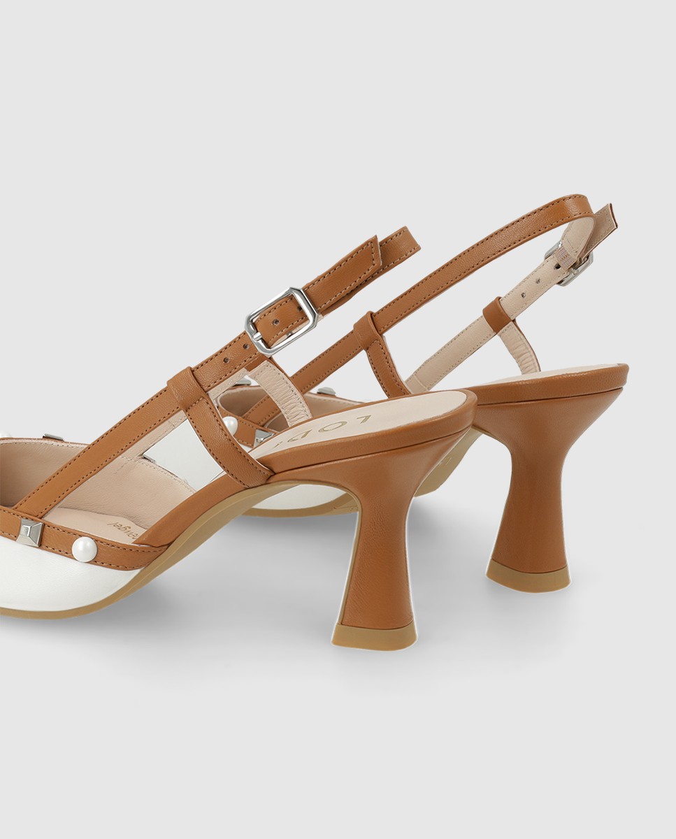 Zapatos de salón destalonados de mujer en piel con tachas - Lodi - Marrón Marrón-2