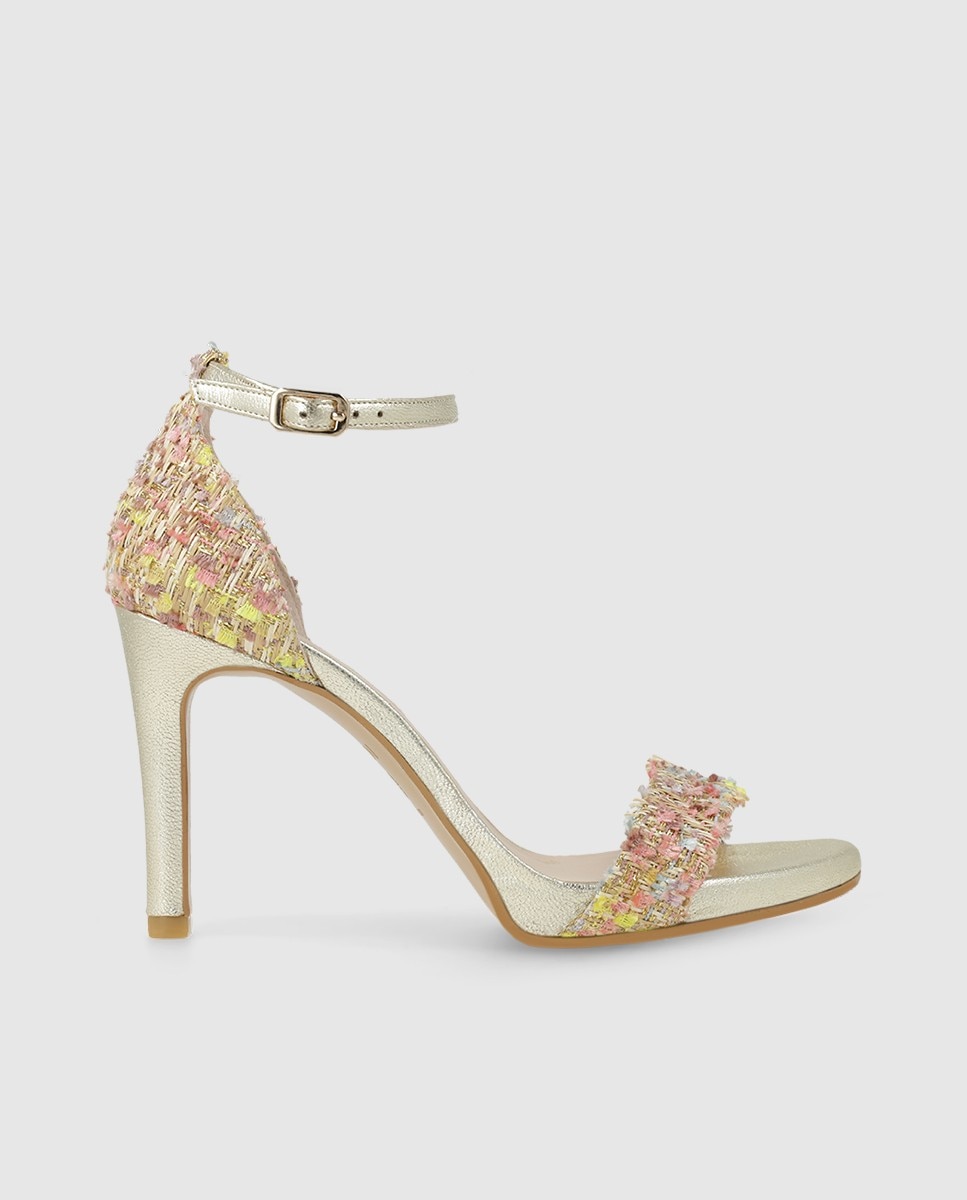Lodi - Sandalias de mujer en piel combinado en tejido multi.