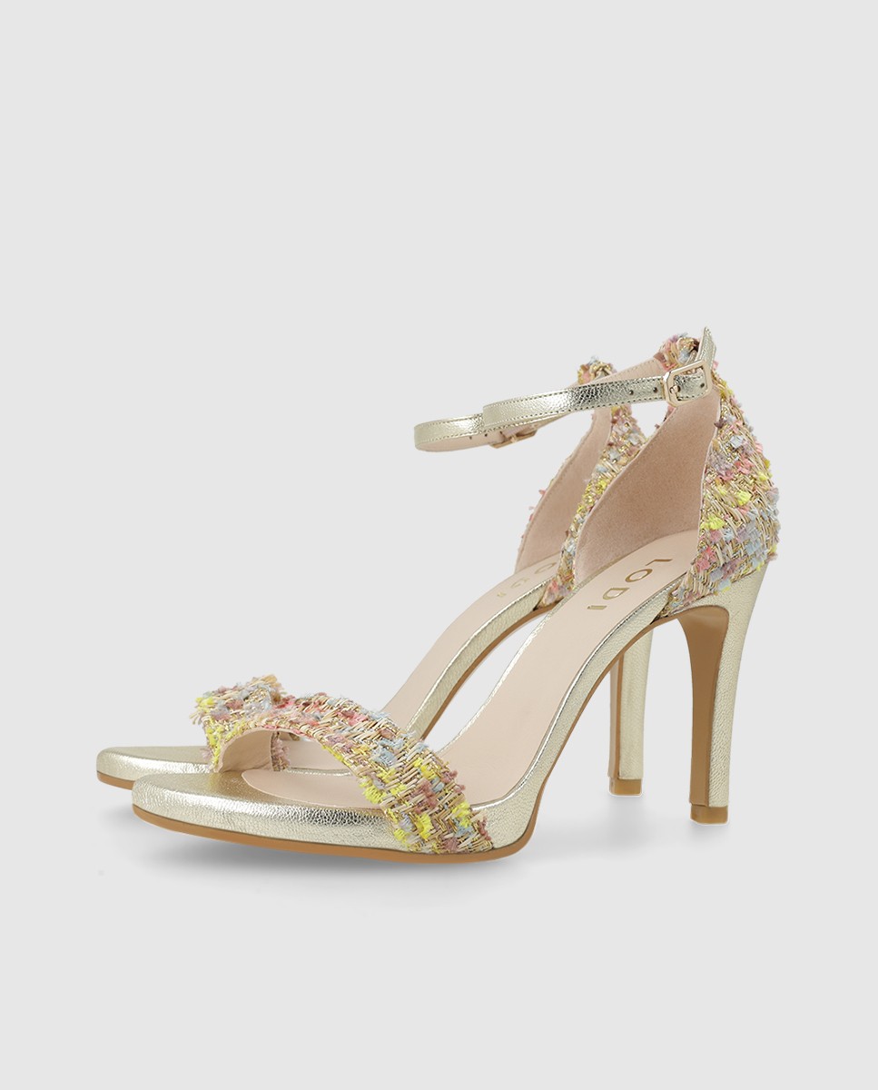 Sandalias de mujer en piel combinado en tejido multi - Lodi - Oro Oro-3