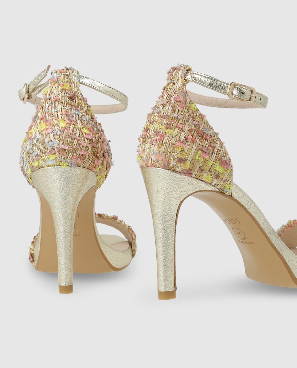 Sandalias de mujer en piel combinado en tejido multi - Lodi - Oro Oro-2