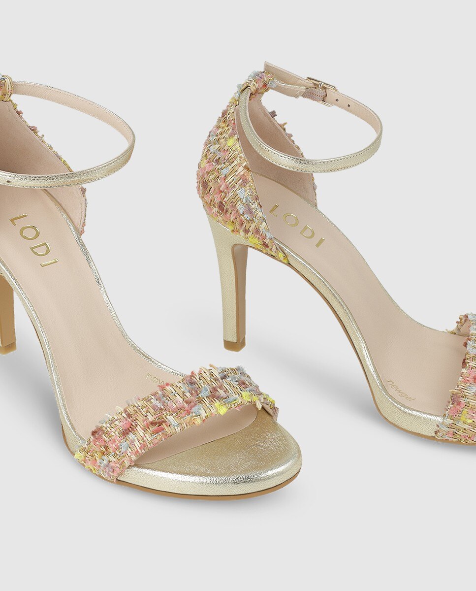 Sandalias de mujer en piel combinado en tejido multi - Lodi - Oro Oro-4