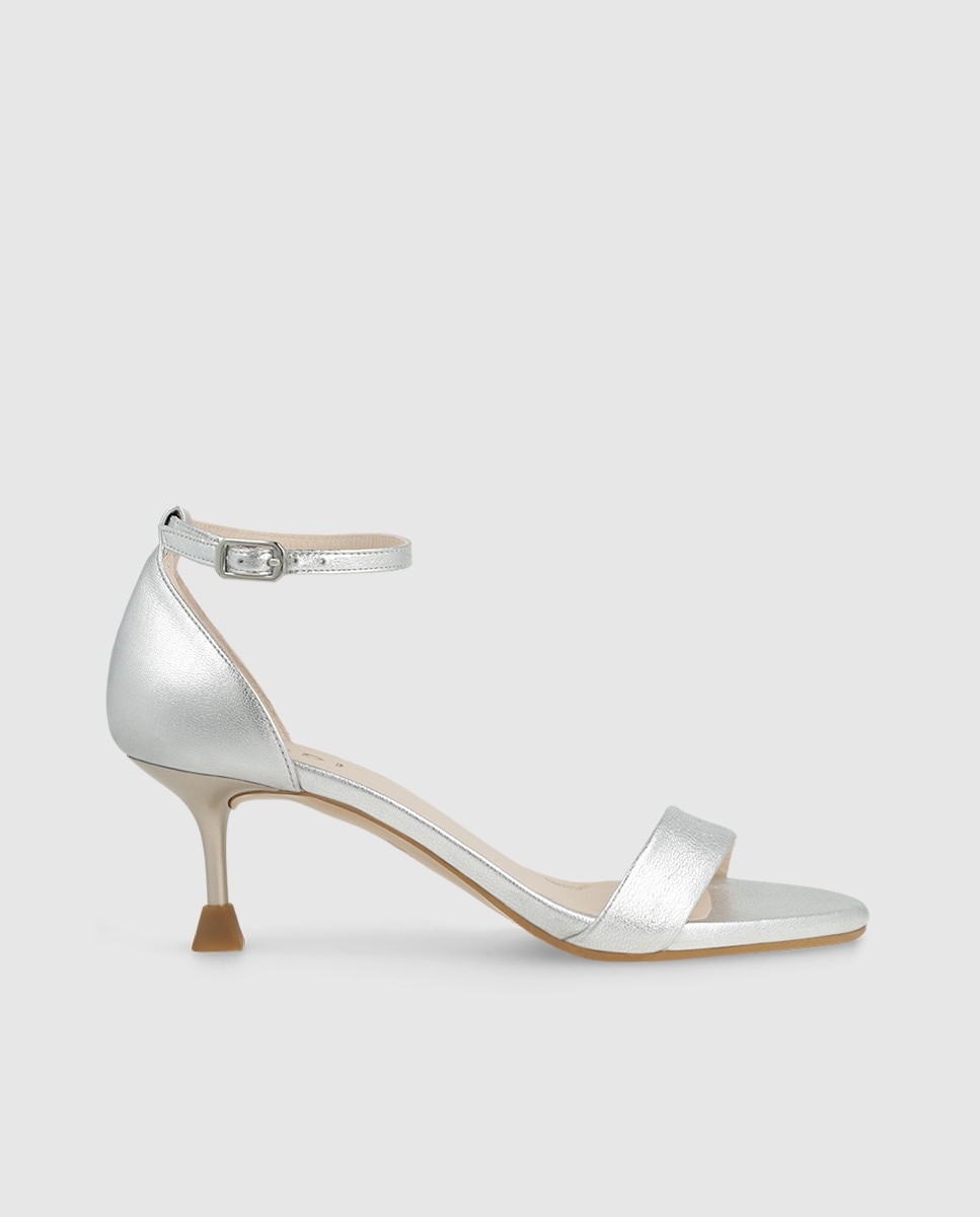 Sandalias de mujer en piel con tacón - Lodi - Plata Plata-1