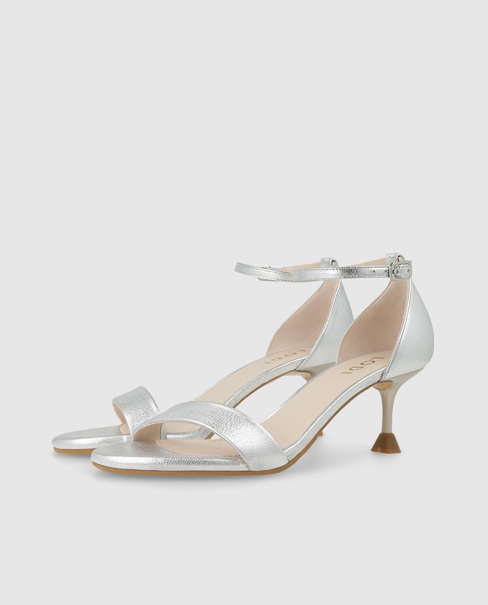Sandalias de mujer en piel con tacón - Lodi - Plata Plata-3
