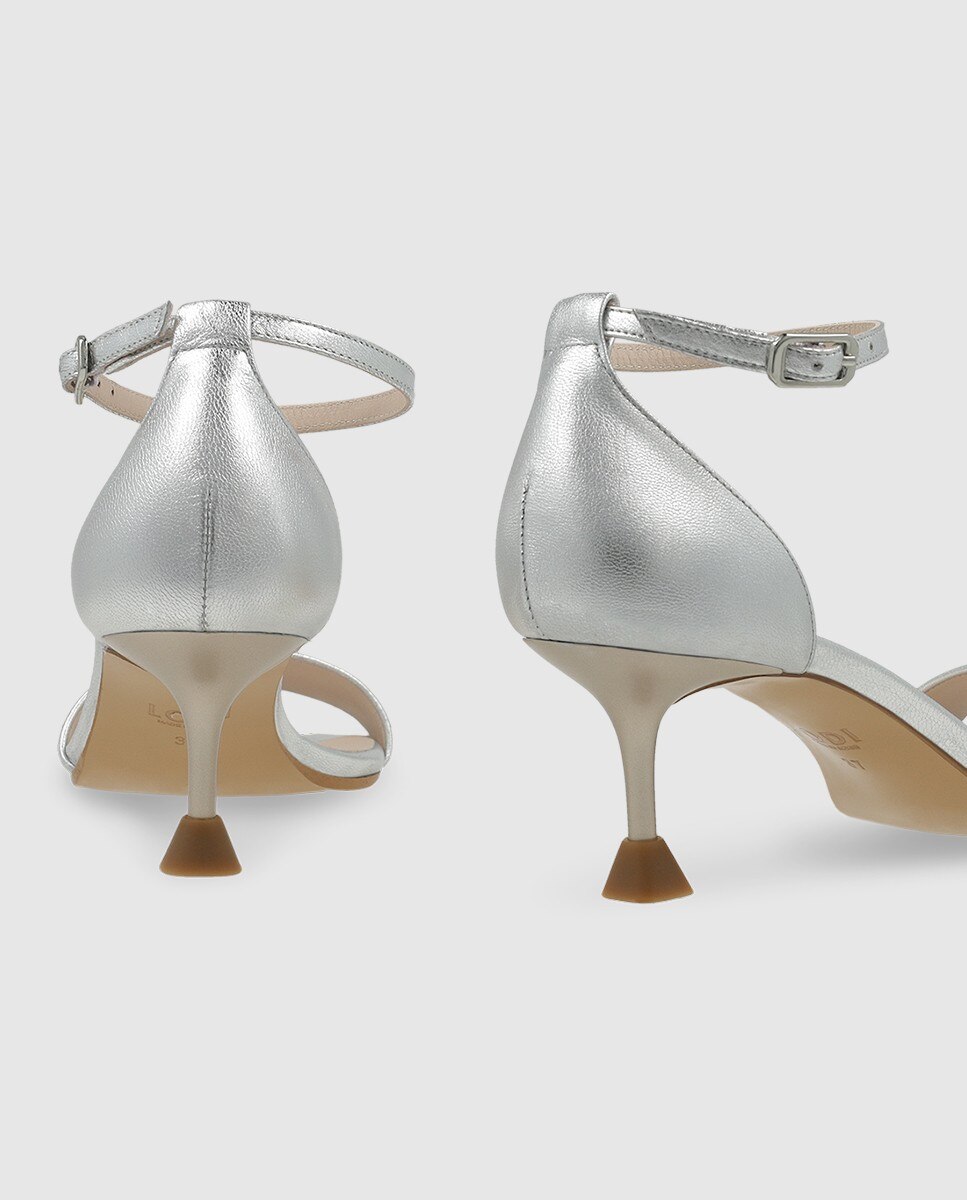 Sandalias de mujer en piel con tacón - Lodi - Plata Plata-2