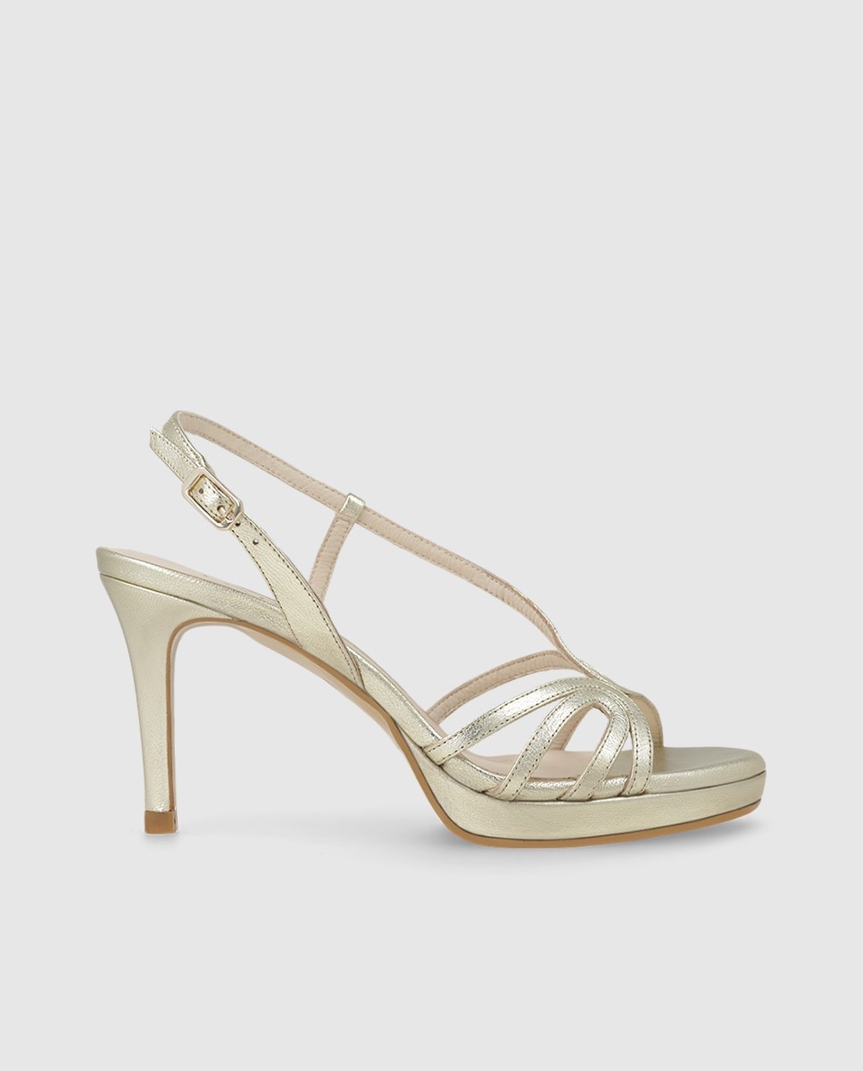 Sandalias de mujer en piel metalizada con tacón - Lodi - Oro Oro-1