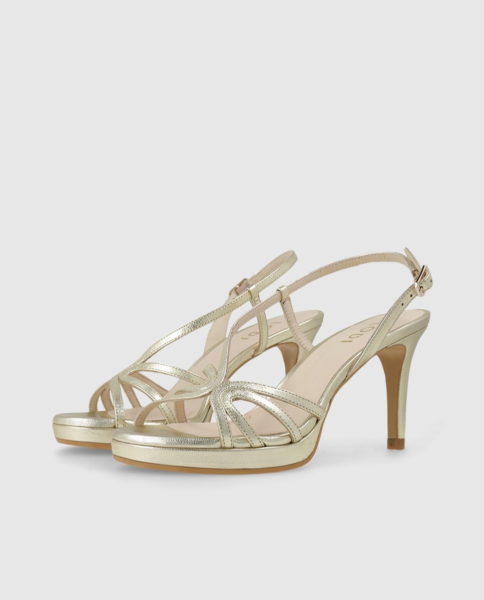 Sandalias de mujer en piel metalizada con tacón - Lodi - Oro Oro-3