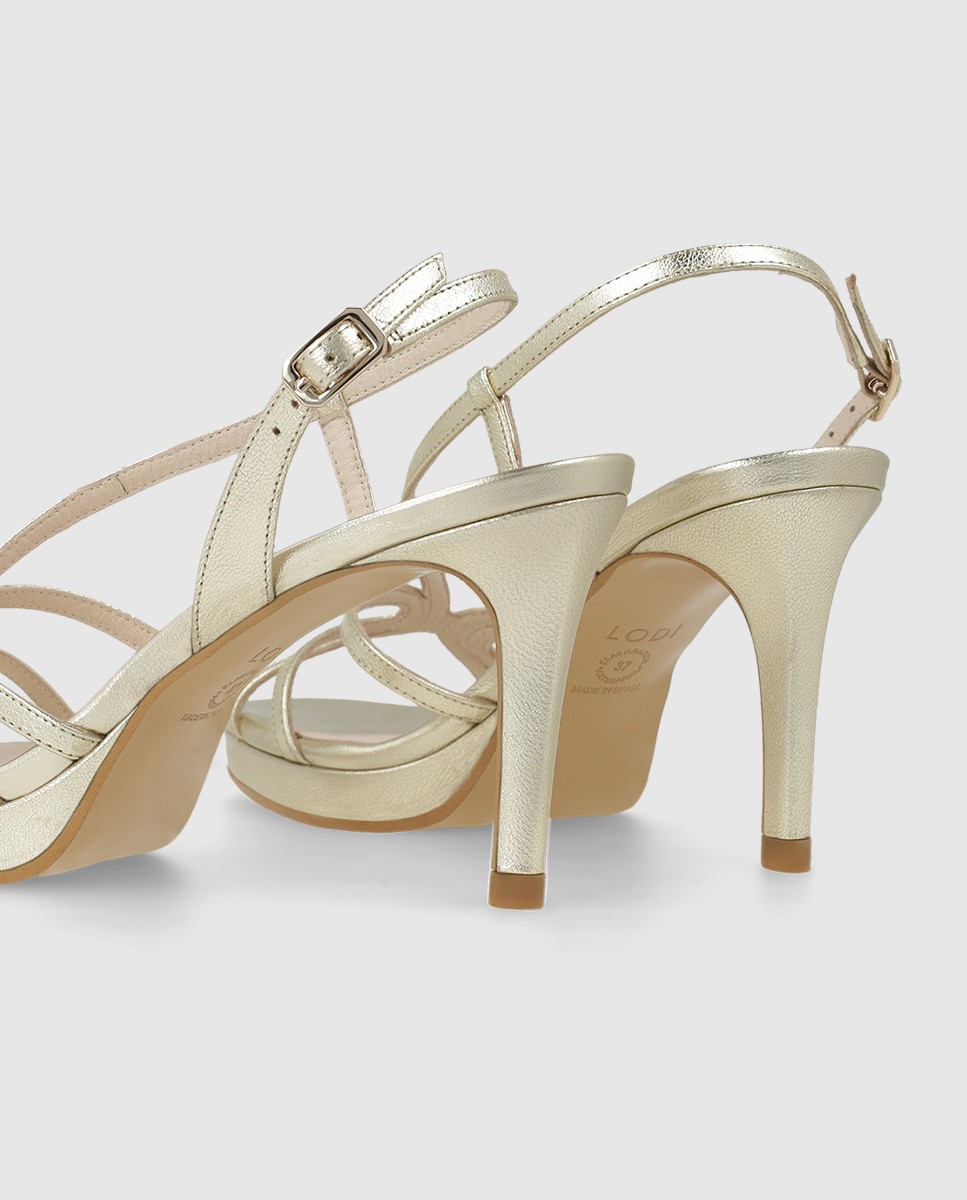 Sandalias de mujer en piel metalizada con tacón - Lodi - Oro Oro-2
