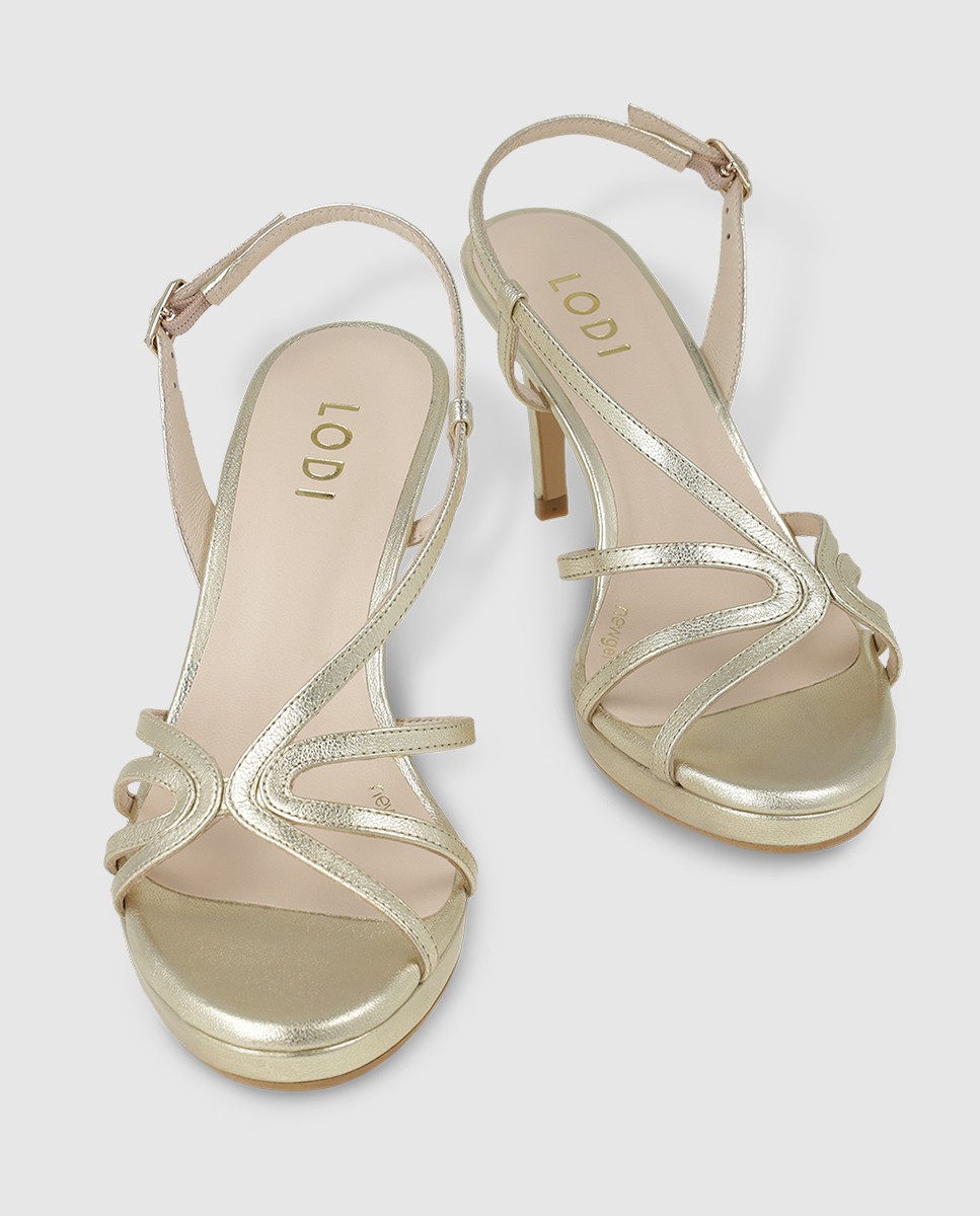 Sandalias de mujer en piel metalizada con tacón - Lodi - Oro Oro-4