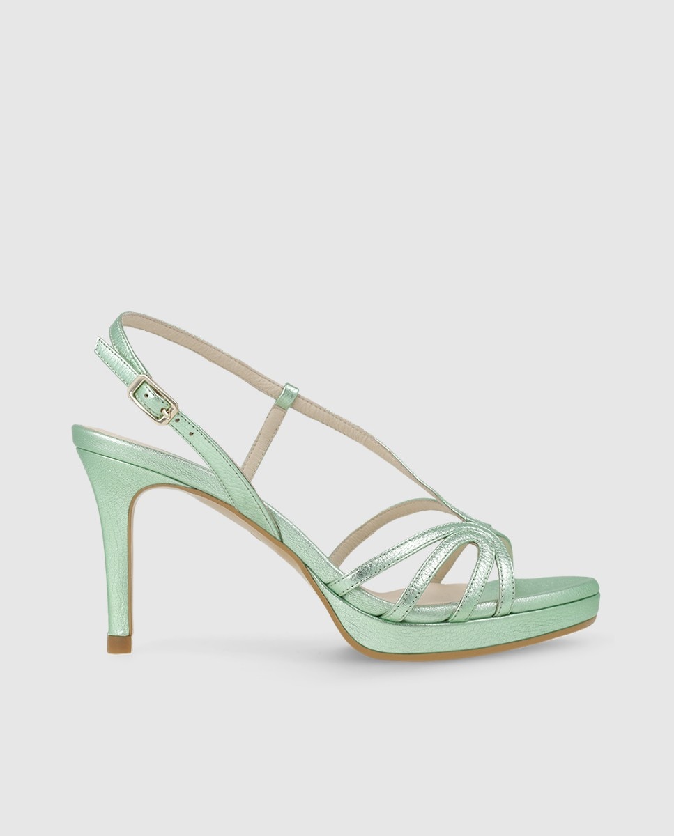 Sandalias de mujer en piel metalizada con tacón - Lodi - Verde Verde-1