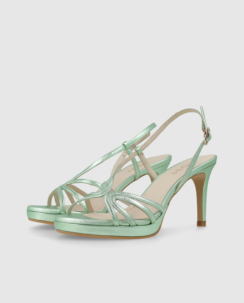 Sandalias de mujer en piel metalizada con tacón - Lodi - Verde Verde-3