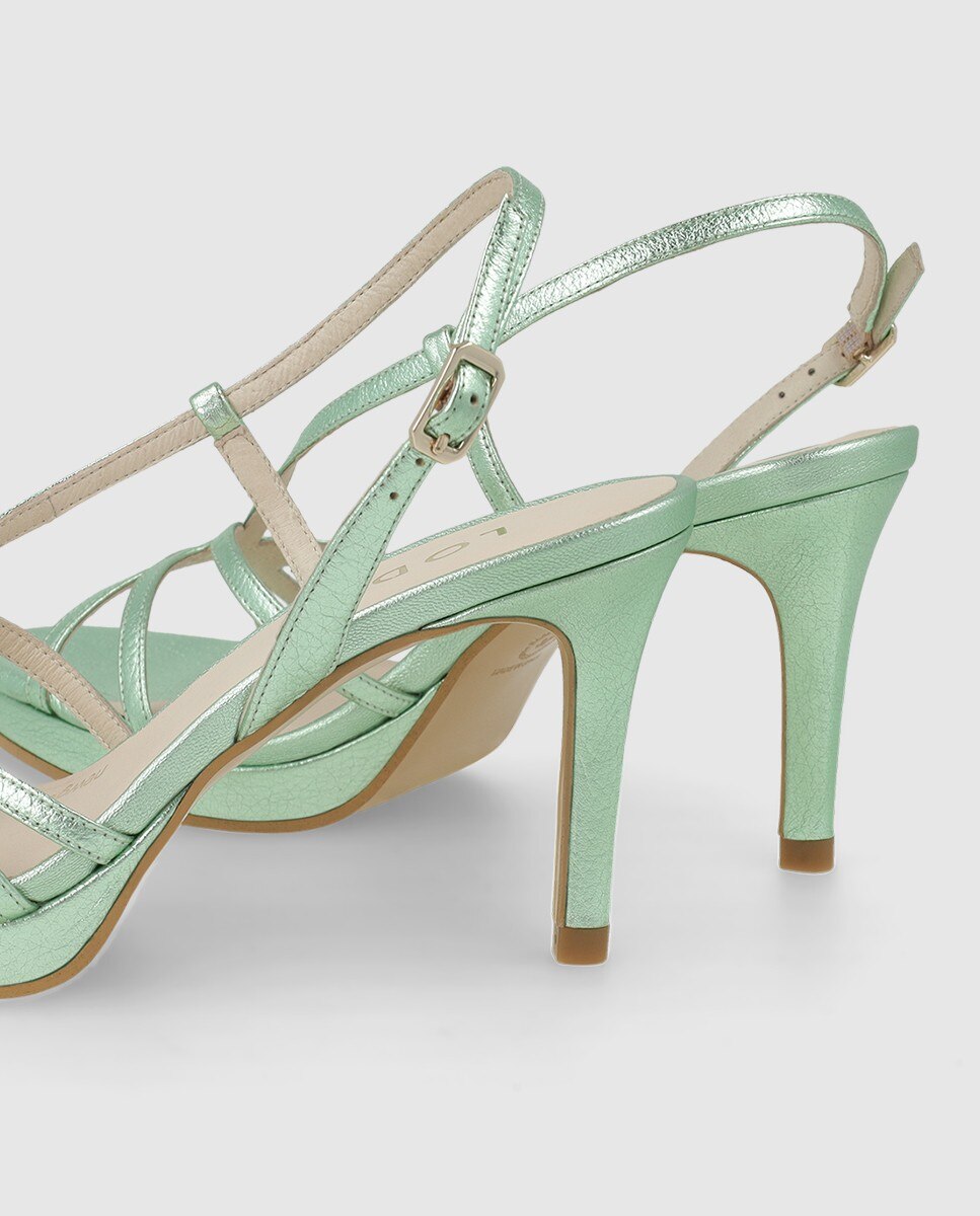 Sandalias de mujer en piel metalizada con tacón - Lodi - Verde Verde-2