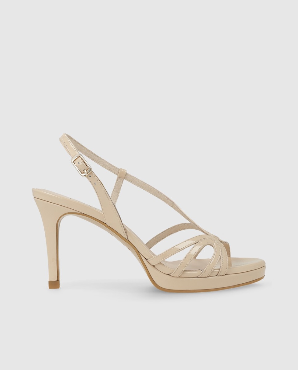 Sandalias de mujer en charol con tacón - Lodi - Nude Nude-1