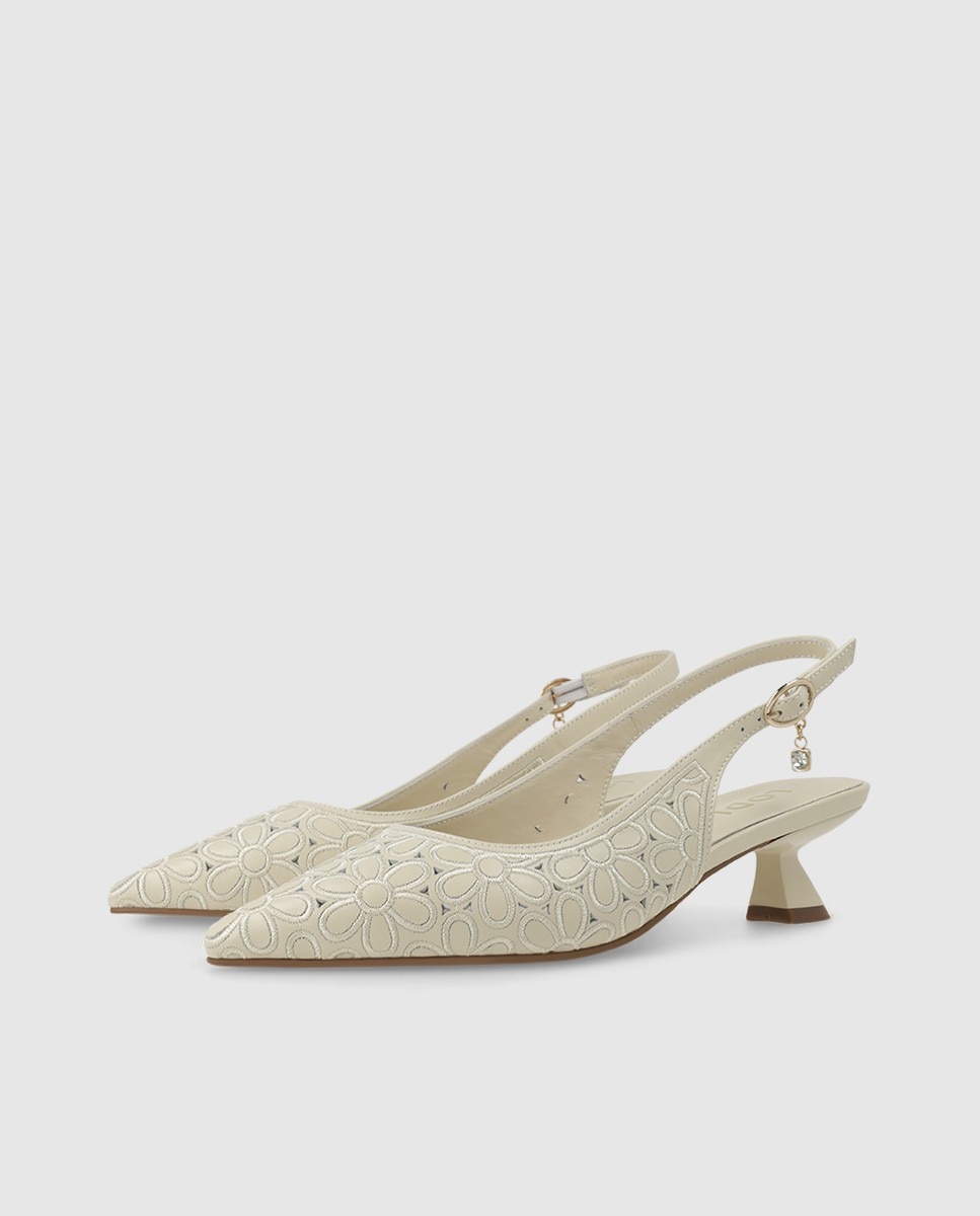 Zapatos de salón destalonados de mujer en piel - Lodi - Blanco Blanco-3