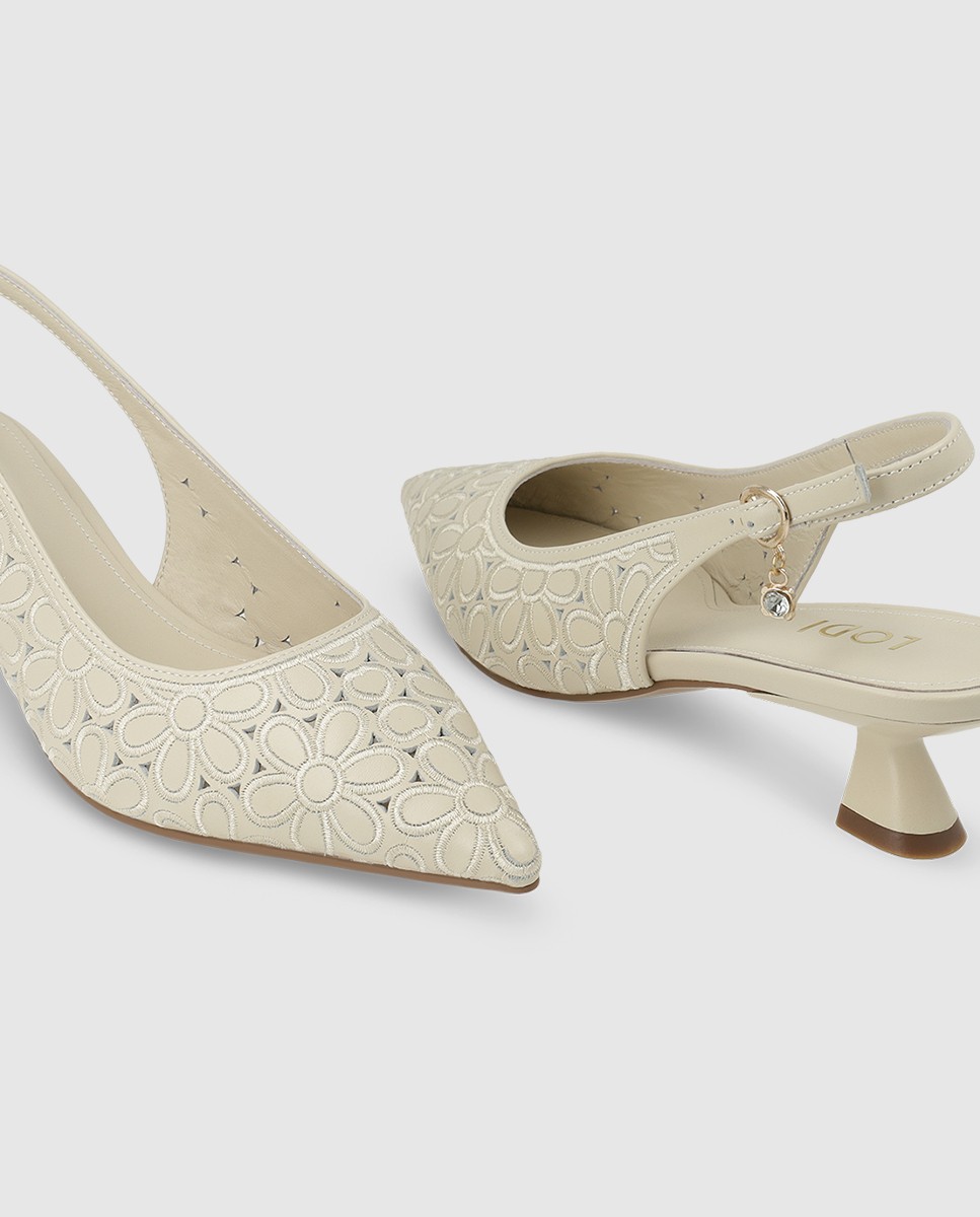 Zapatos de salón destalonados de mujer en piel - Lodi - Blanco Blanco-4