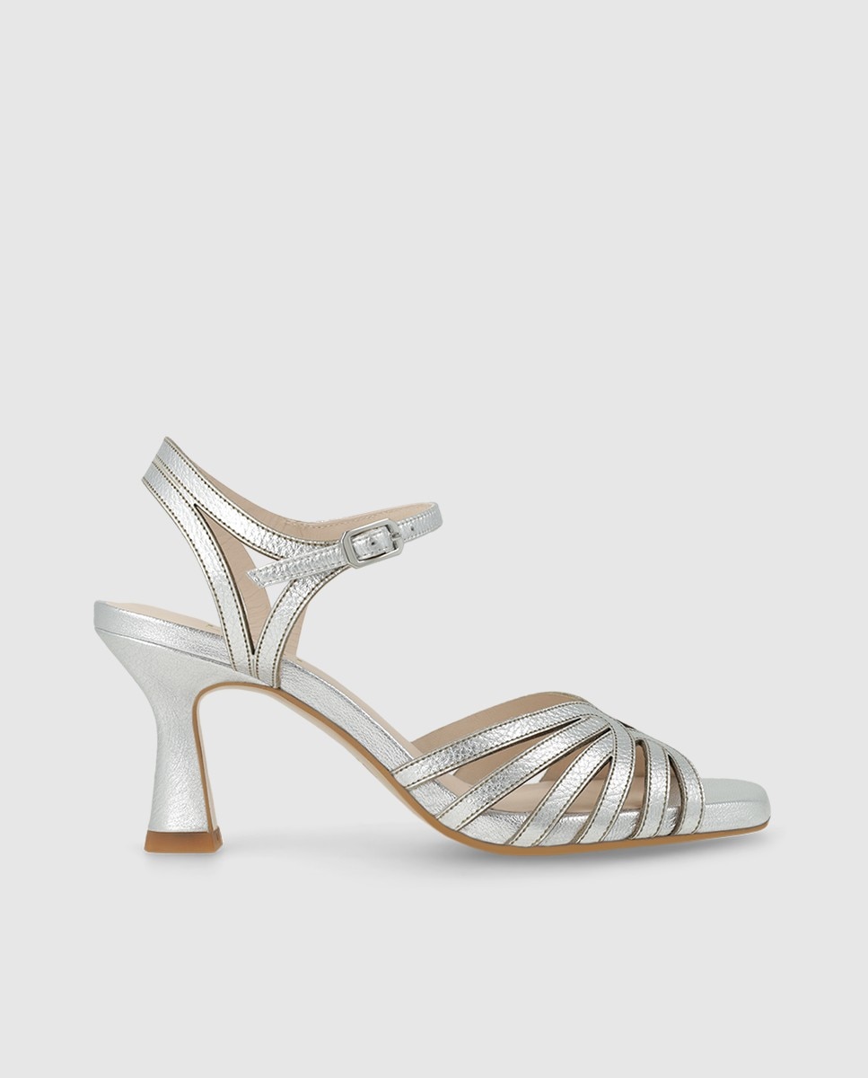 Sandalias de mujer en piel con tacón - Lodi - Plata Plata-1