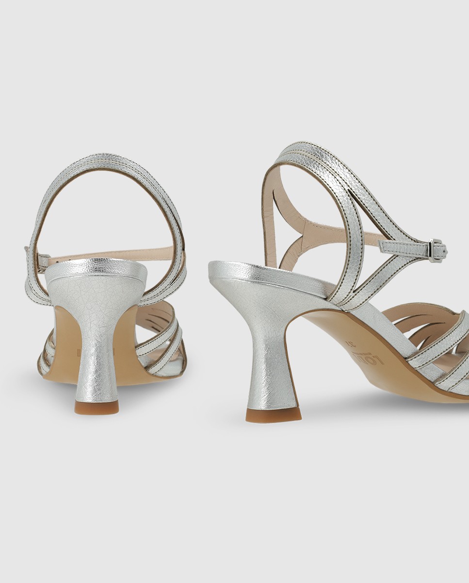 Sandalias de mujer en piel con tacón - Lodi - Plata Plata-3