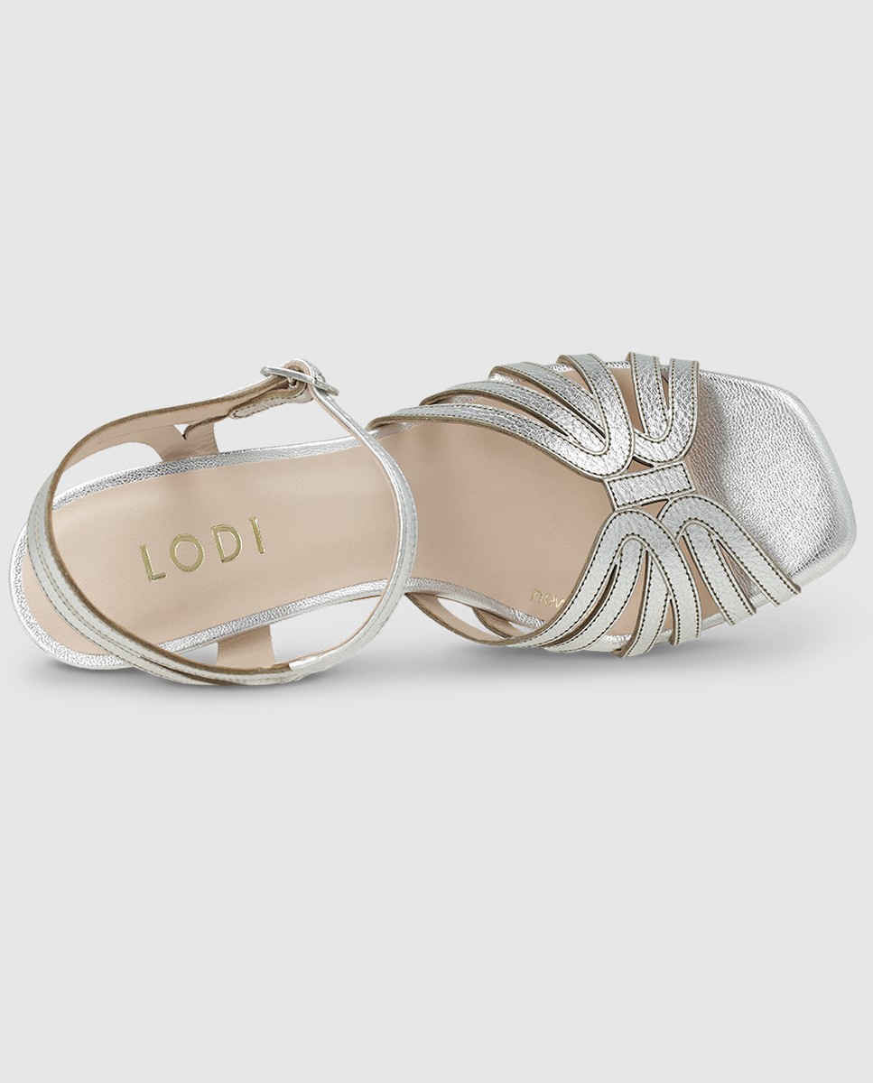 Sandalias de mujer en piel con tacón - Lodi - Plata Plata-4