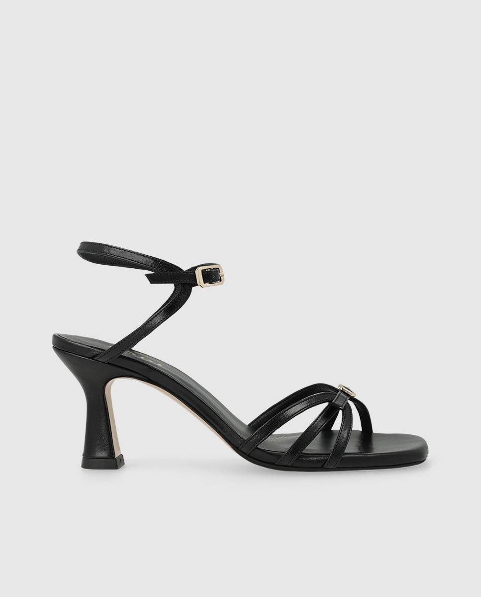Sandalias de mujer en piel con tacón - Lodi - Negro Negro-1