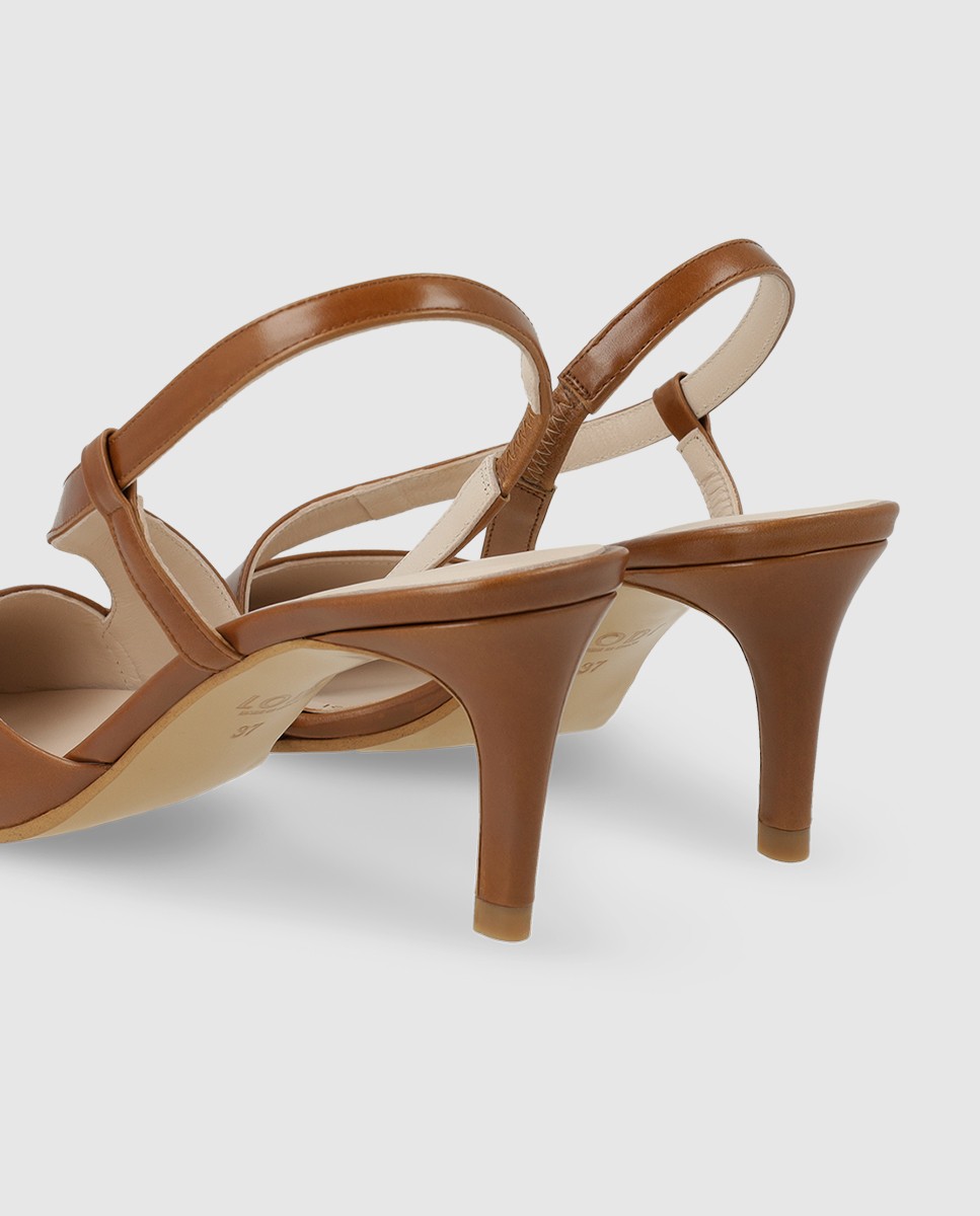 Zapatos de salón destalonados de mujer en piel con tacón - Lodi - Marrón Marrón-2