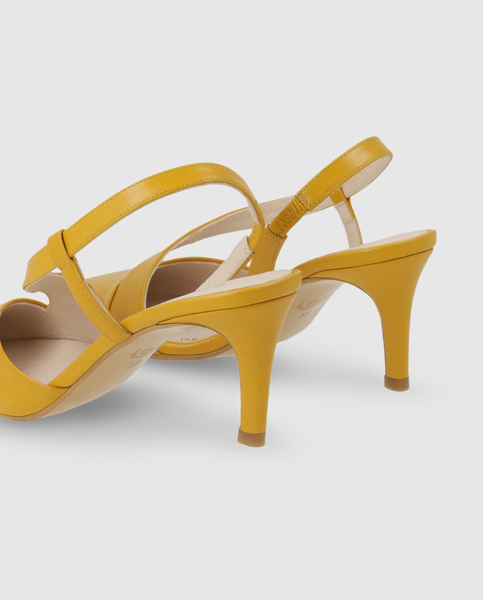 Zapatos de salón destalonados de mujer en piel con tacón - Lodi - Amarillo Amarillo-2