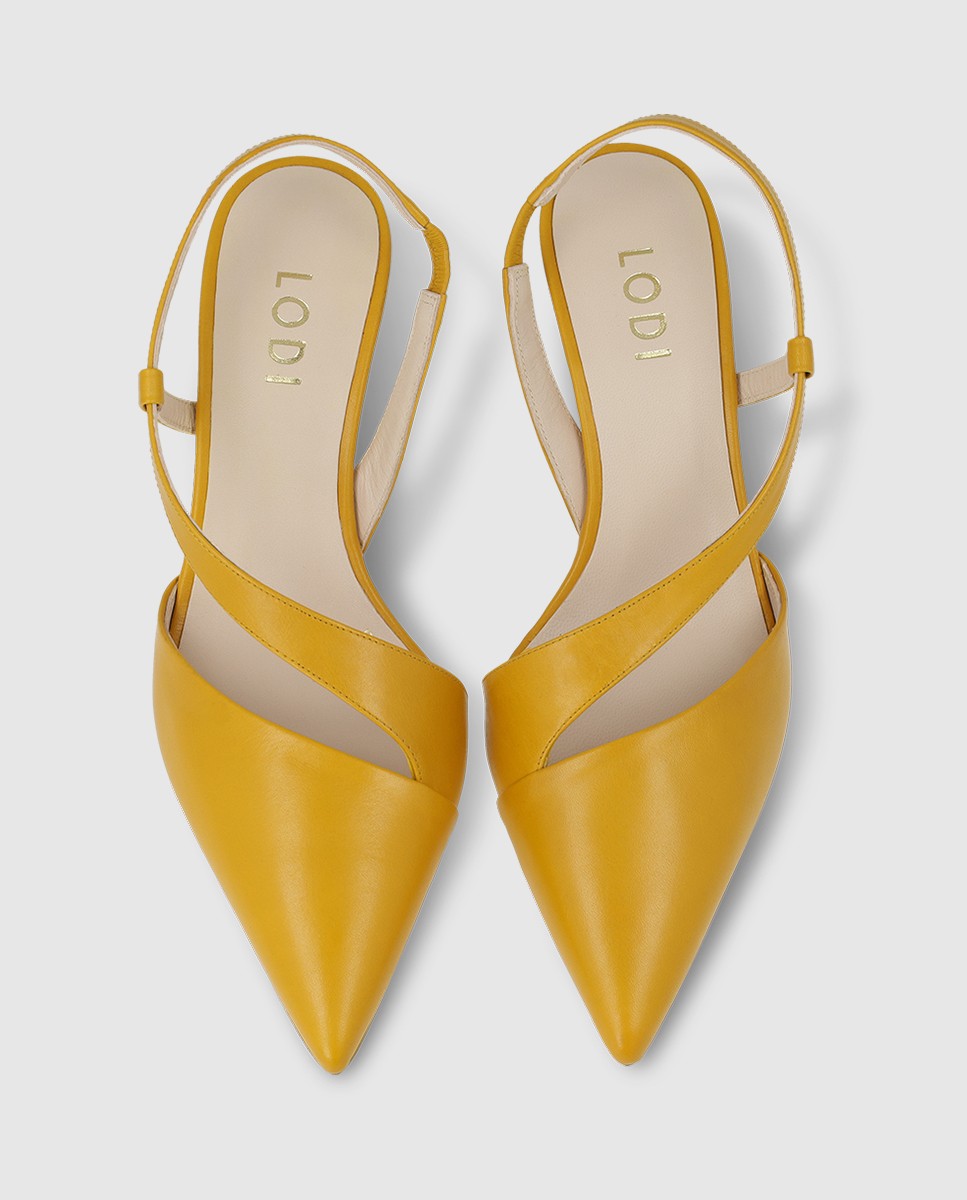 Zapatos de salón destalonados de mujer en piel con tacón - Lodi - Amarillo Amarillo-4