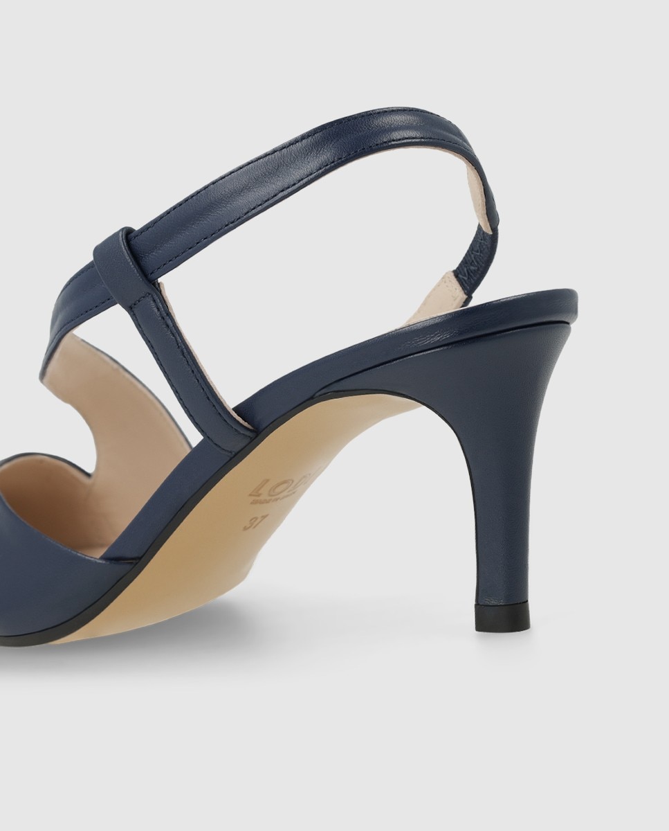 Zapatos de salón destalonados de mujer en piel con tacón - Lodi - Azul marino Azul marino-2