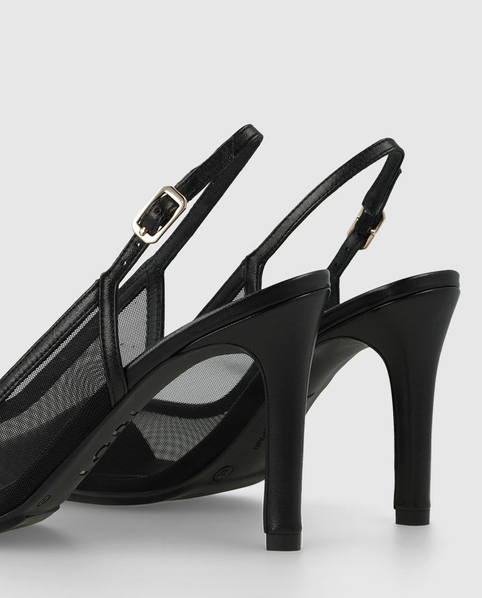 Zapatos de salón destalonados de mujer en piel con tacón - Lodi - Negro Negro-2