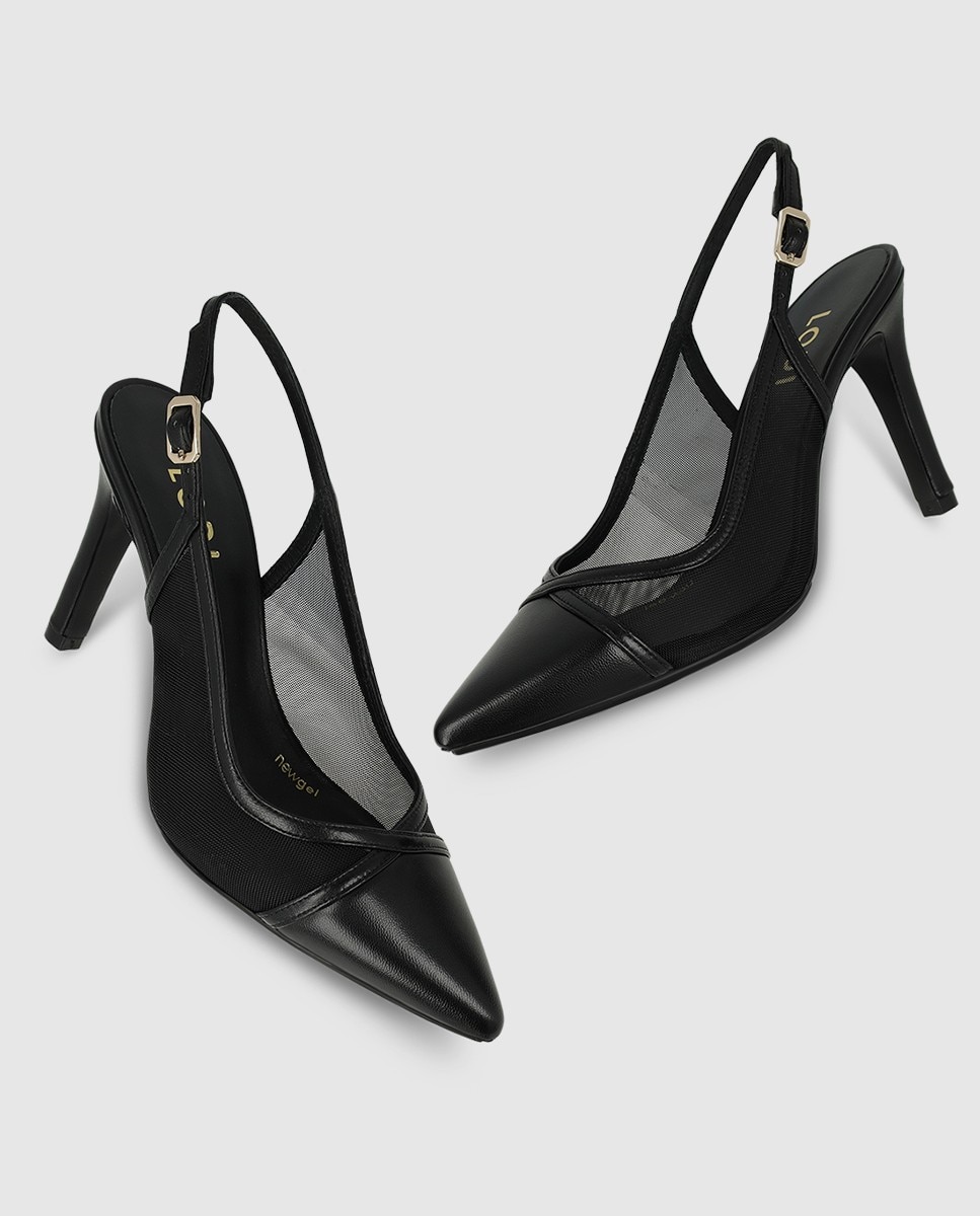 Zapatos de salón destalonados de mujer en piel con tacón - Lodi - Negro Negro-4