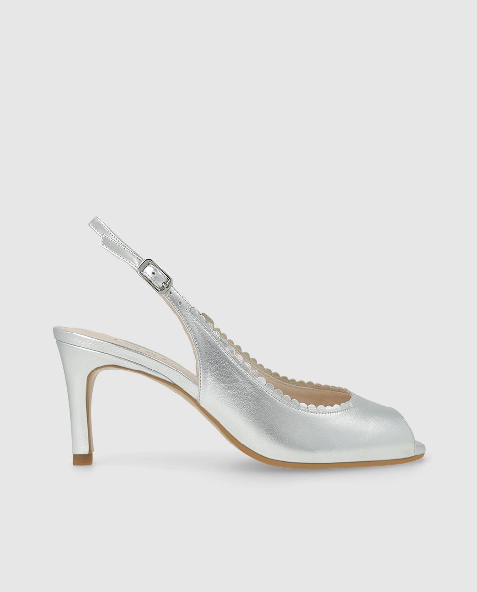 Sandalias de mujer en piel metalizada con festón - Lodi - Plata Plata-1