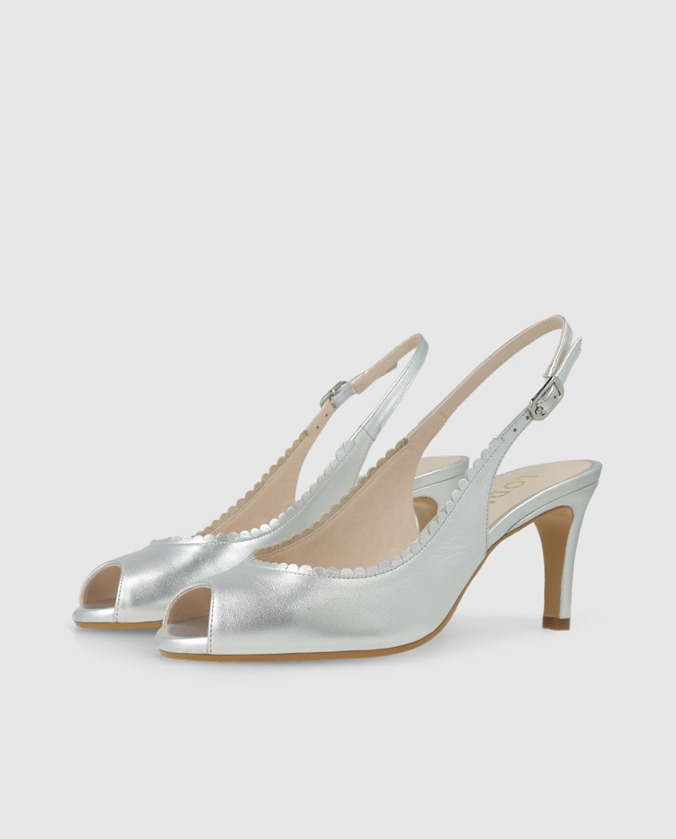 Sandalias de mujer en piel metalizada con festón - Lodi - Plata Plata-3