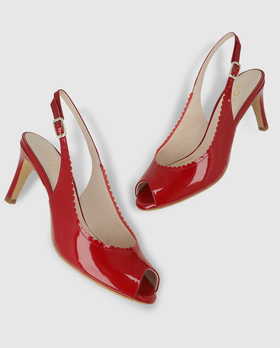 Sandalias de mujer en charol con festón - Lodi - Rojo Rojo-4