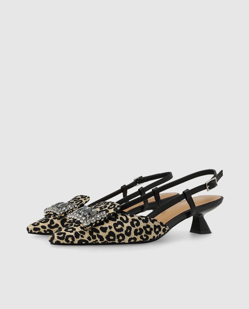 Zapatos de salón destalonados de mujer en piel efecto animal print - Lodi - Negro / Natural Negro / Natural-3