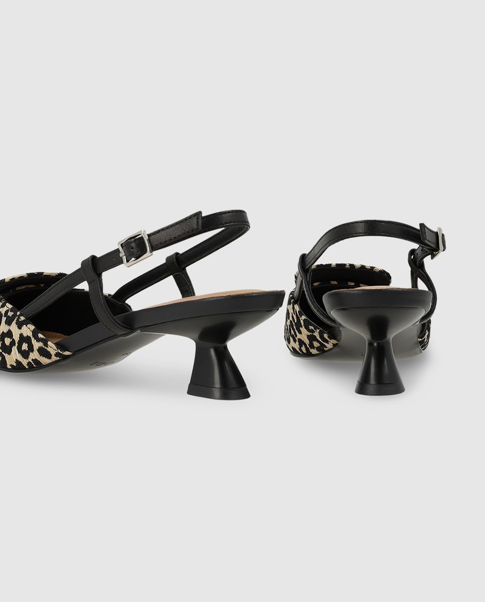 Zapatos de salón destalonados de mujer en piel efecto animal print - Lodi - Negro / Natural Negro / Natural-2