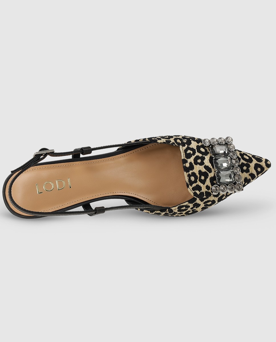 Zapatos de salón destalonados de mujer en piel efecto animal print - Lodi - Negro / Natural Negro / Natural-4