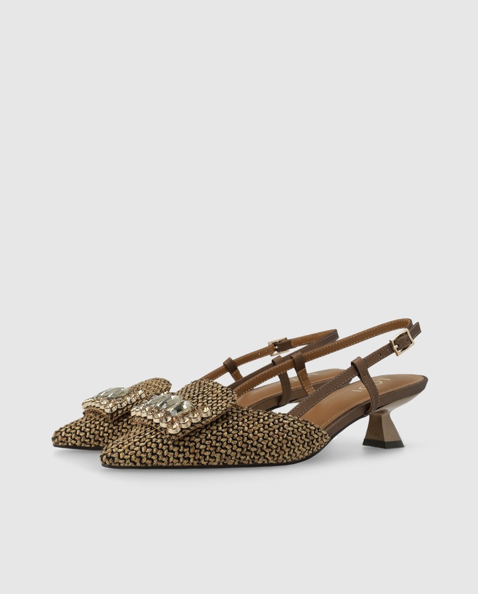 Zapatos mujer rafia negra piel napa | Elegante LODI - Marrón Marrón-3
