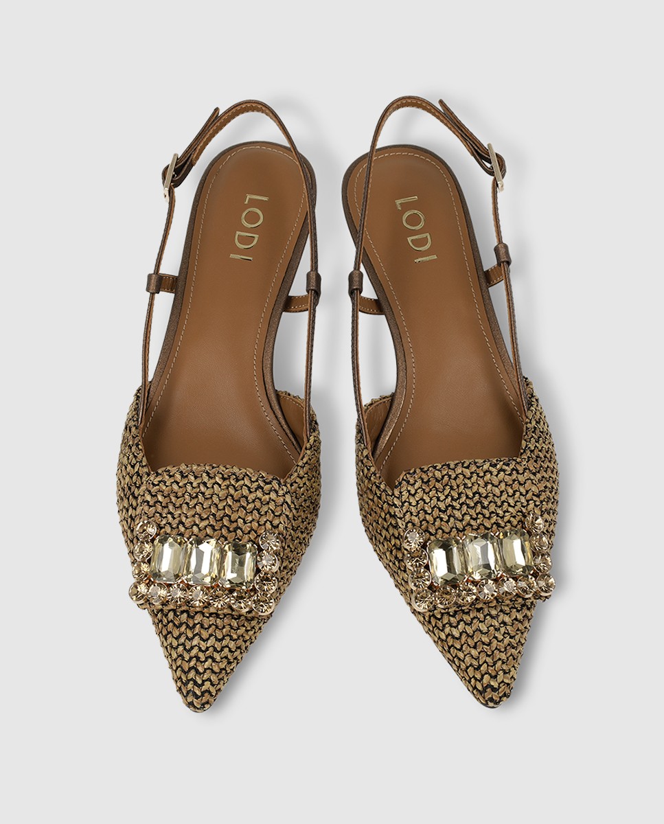 Zapatos mujer rafia negra piel napa | Elegante LODI - Marrón Marrón-4