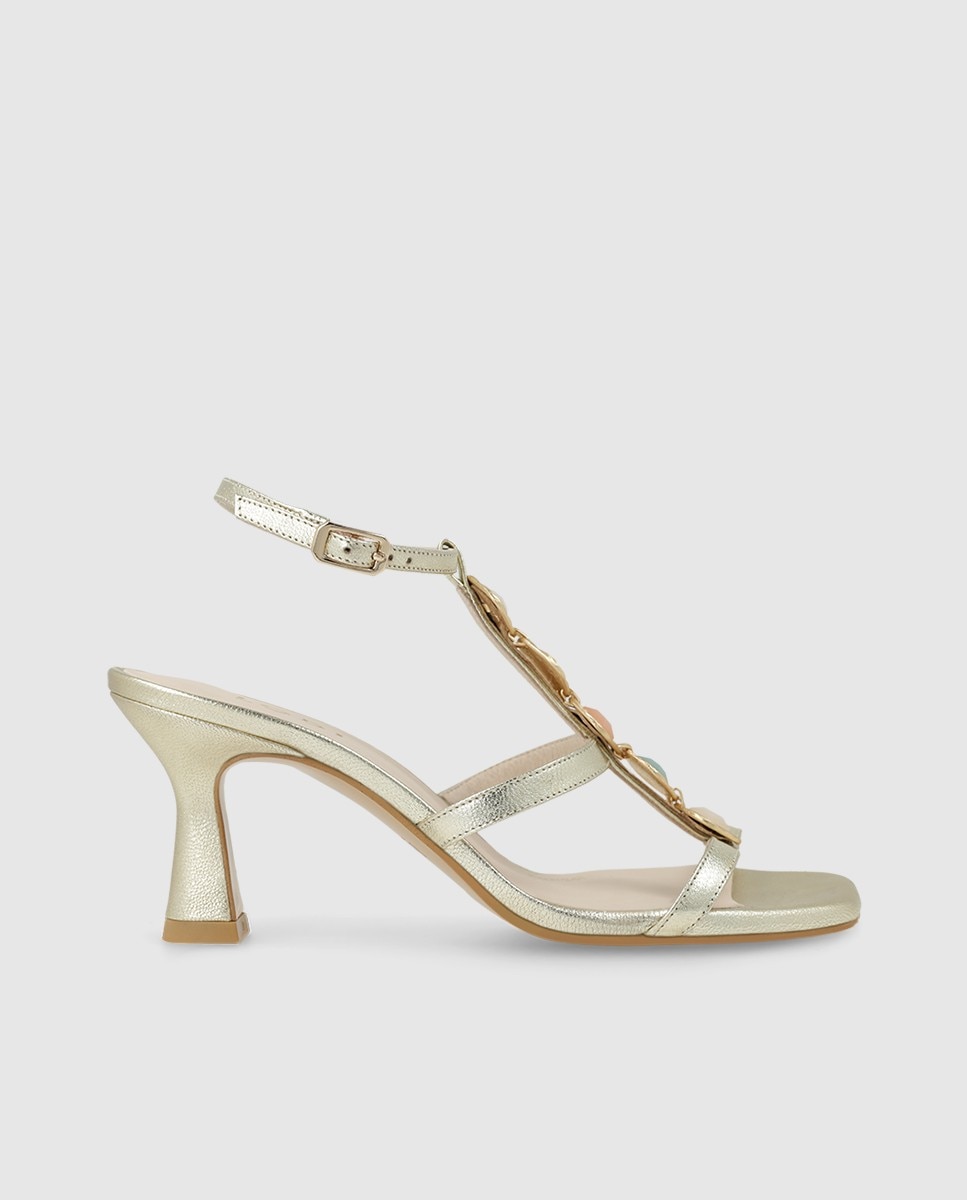 Sandalias de mujer en piel metalizada con tacón - Lodi - Oro Oro-1