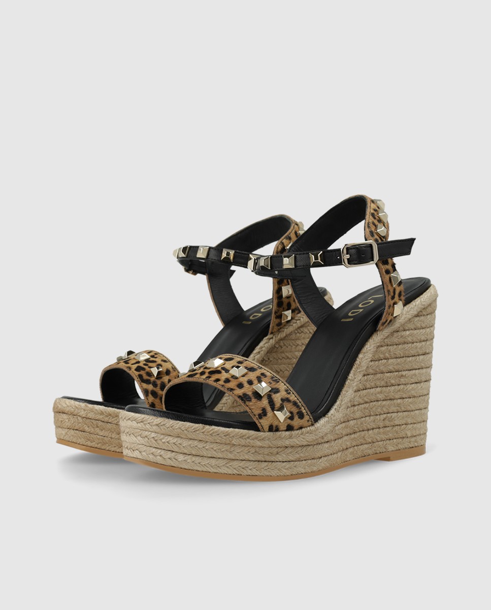 Sandalias de plataforma de mujer en piel efecto animal print - Lodi - Marrón Marrón-3