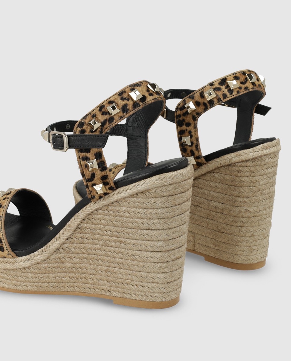 Sandalias de plataforma de mujer en piel efecto animal print - Lodi - Marrón Marrón-2