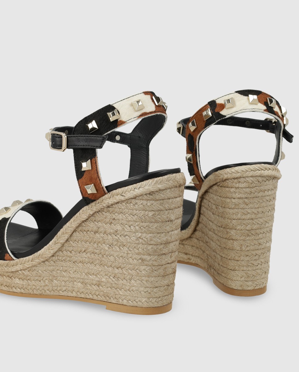 Sandalias de plataforma de mujer en piel efecto animal print - Lodi - Negro Negro-2