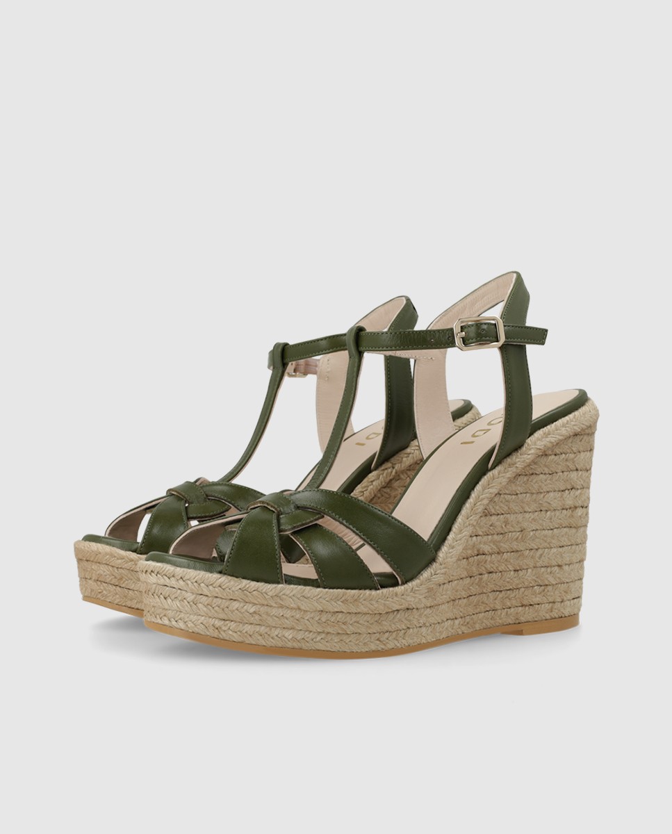 Sandalias de plataforma de mujer en piel - Lodi - Verde Verde-3