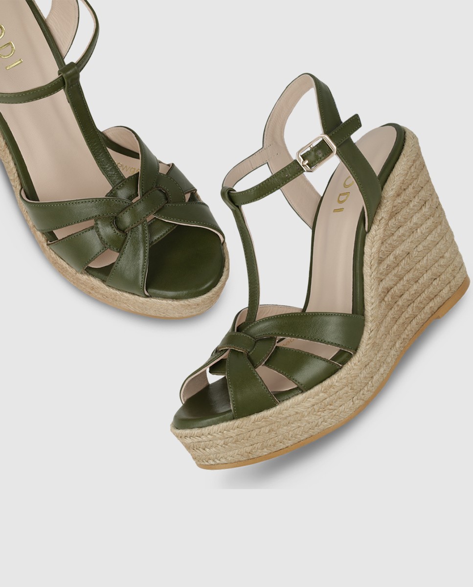 Sandalias de plataforma de mujer en piel - Lodi - Verde Verde-4