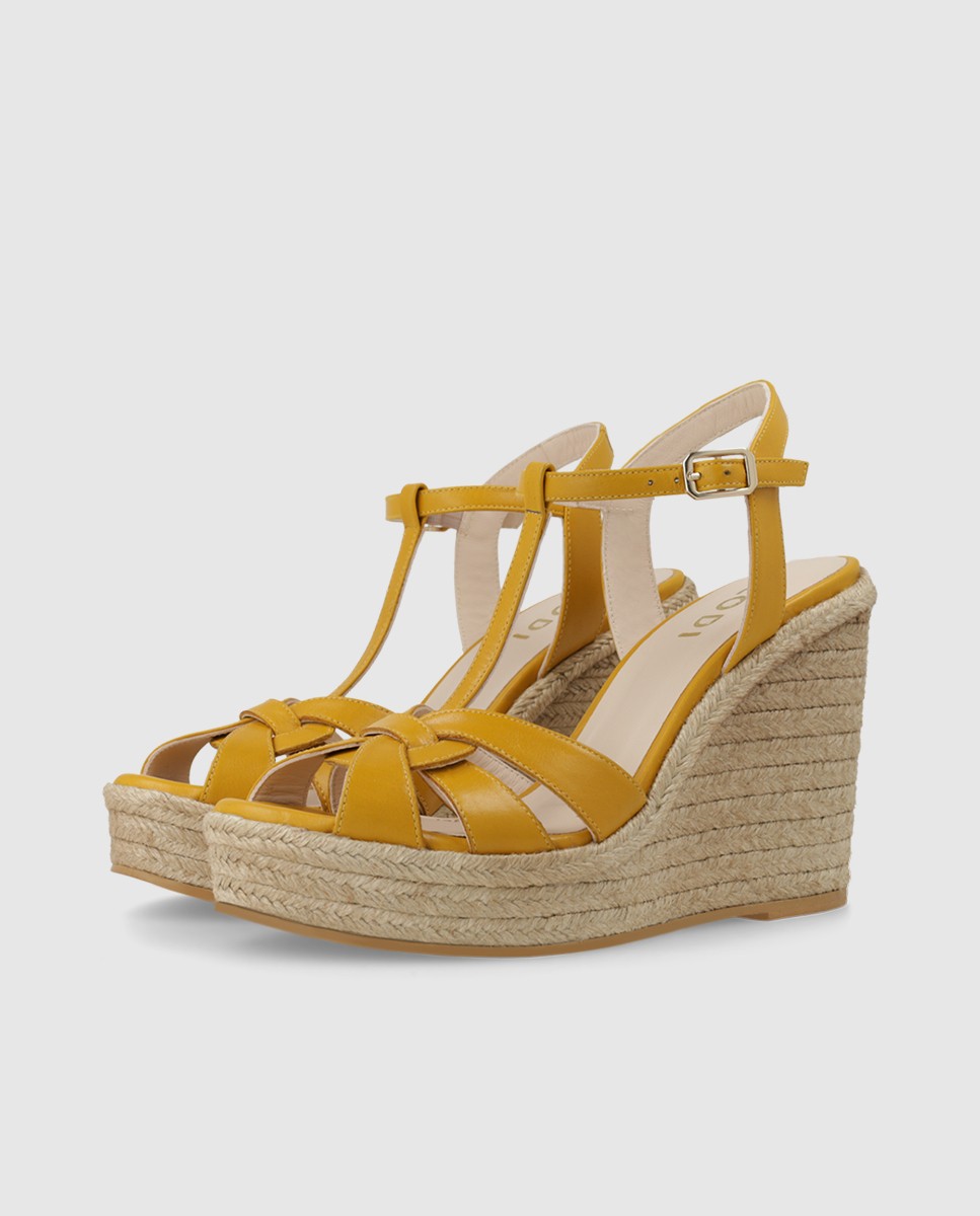 Sandalias de plataforma de mujer en piel Amarillo Lodi Amarillo-3