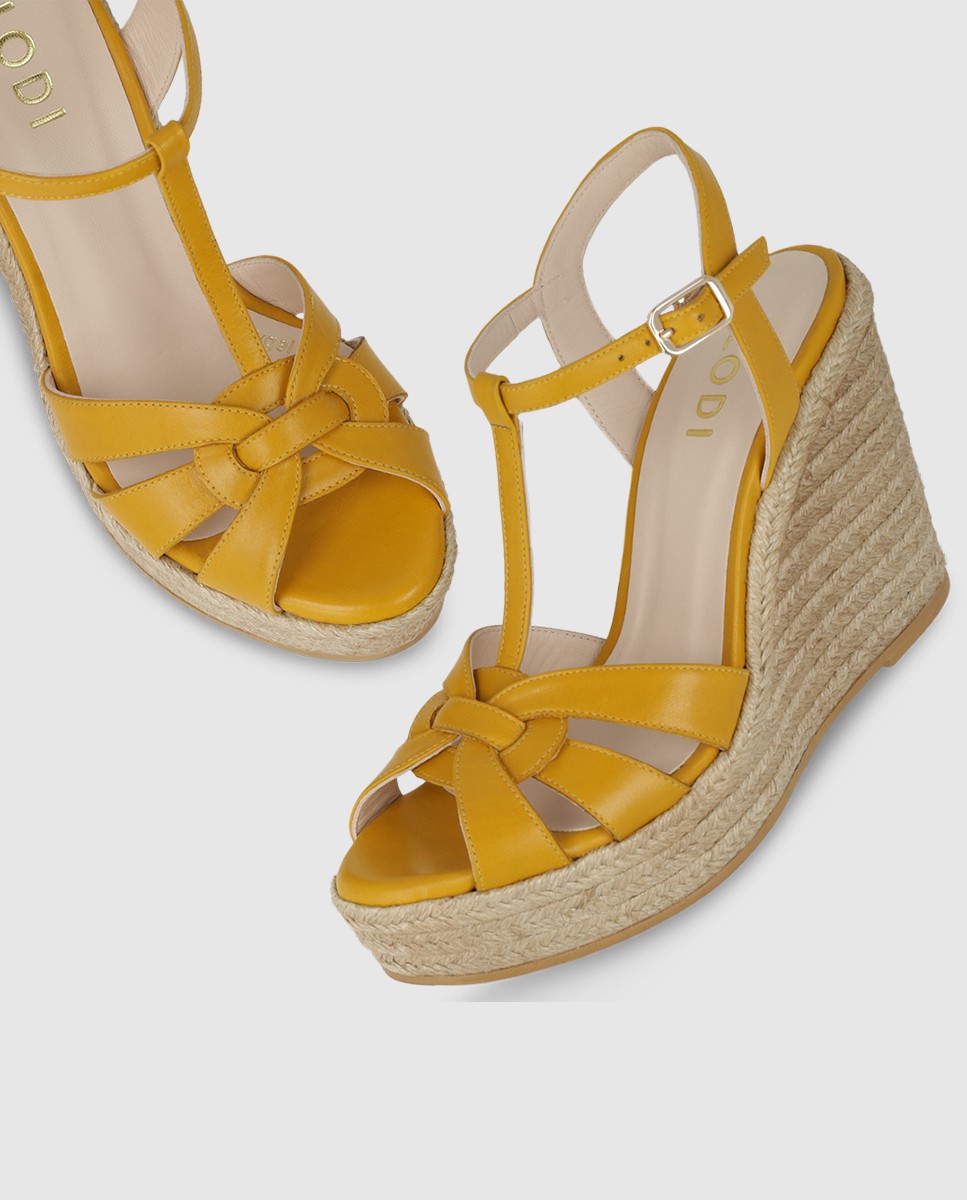 Sandalias de plataforma de mujer en piel Amarillo Lodi Amarillo-4