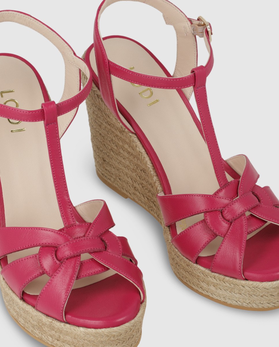 Sandalias de plataforma de mujer en piel - Lodi - Rosa Rosa-4