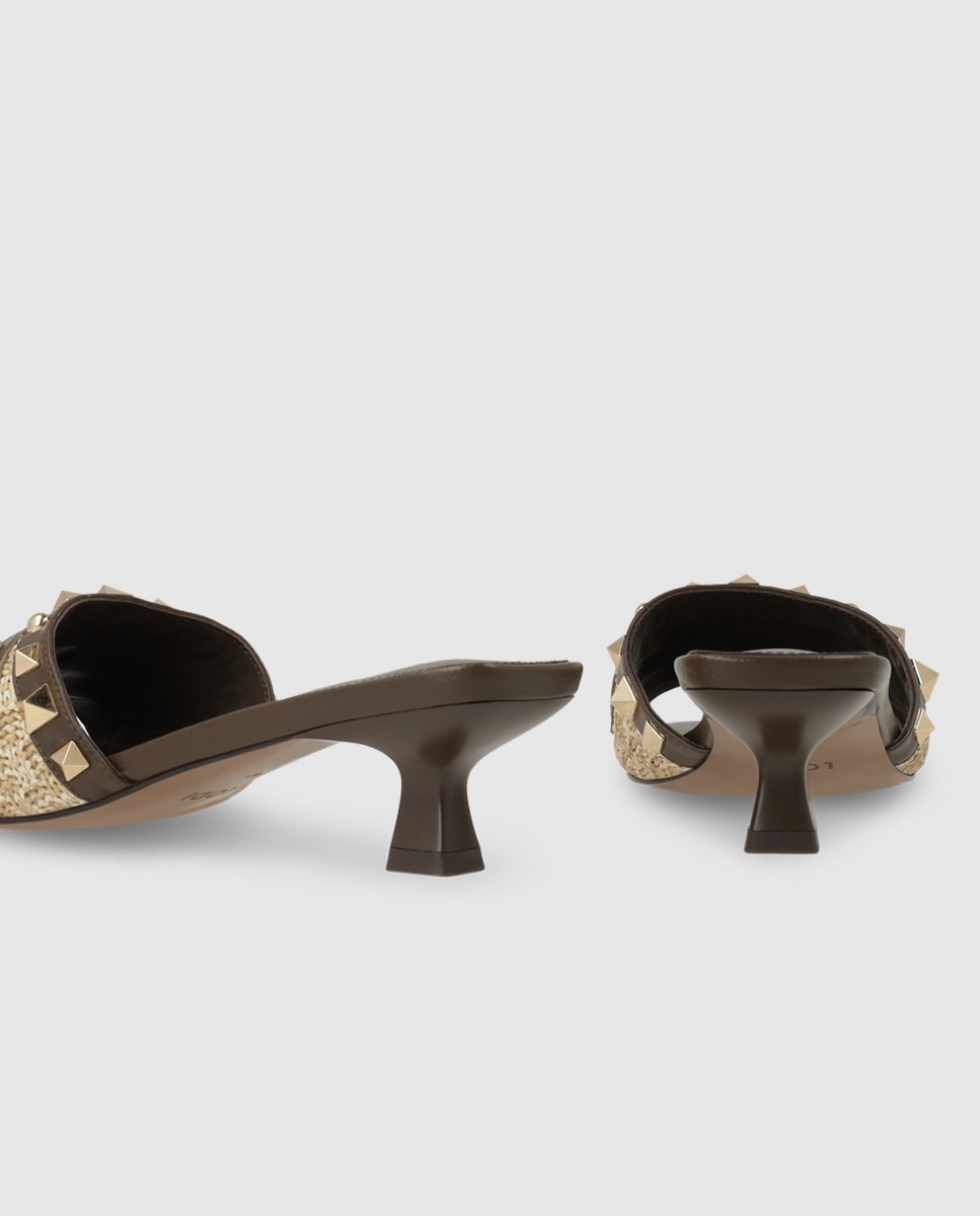 Sandalias de mujer en piel con tachas - Lodi - Marrón Marrón-2